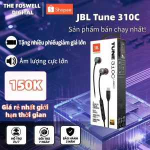 Tai Nghe Dây JBL Tune 310C Cổng Type C Chính Hãng, Có Mic Đàm Thoại Bass Mạnh Mẽ Hi-Res Chất